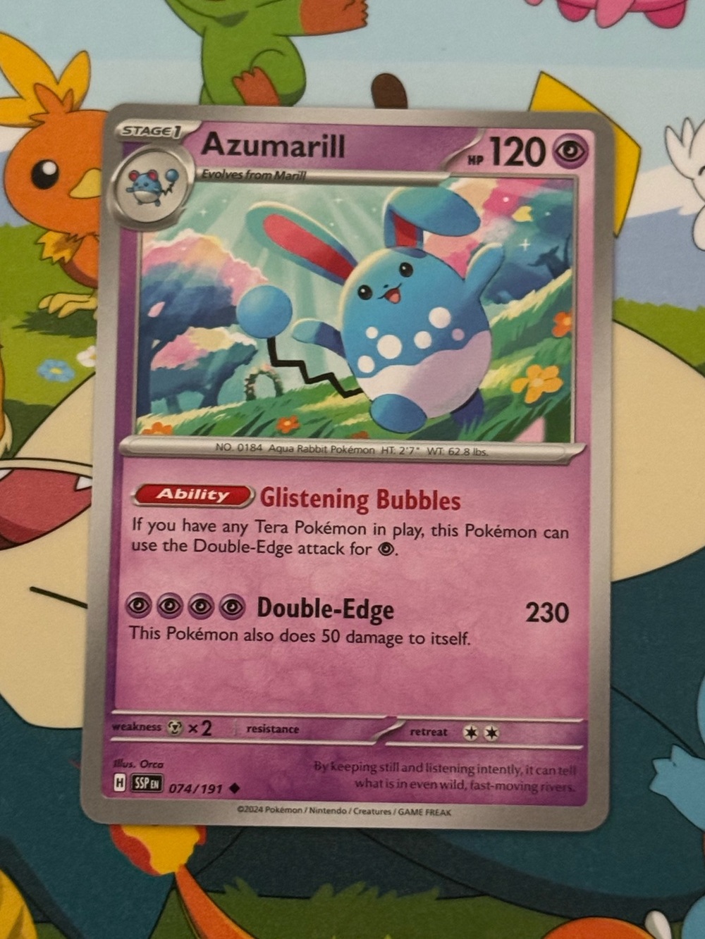 Pokemon Azumarill Trading Card - Purple, Blue, Pink